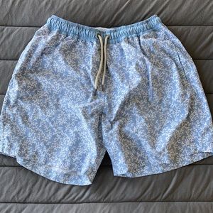 Classic Fair Harbor coral print swim trunks